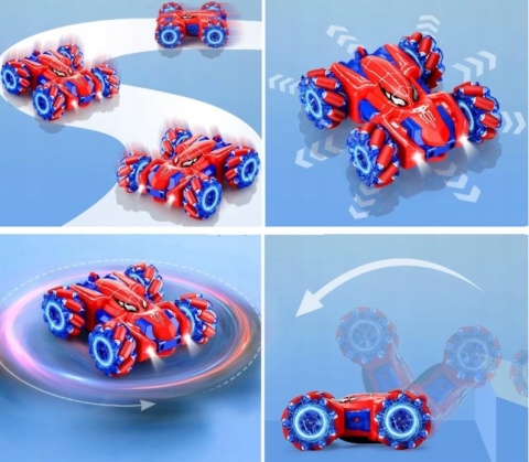 Samochód Zdalnie Sterowany 360 stopni 15km/h - czerwony Spiderman pilot + ręka