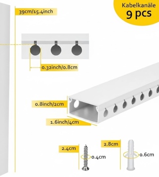 Maskownica Samoprzylepny kanał kablowy Alritz 9 sztuk, osłona kablowa