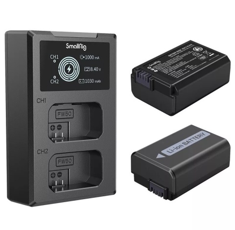 SmallRig 3818 - zestaw, ładowarka + 2x akumulator NP-FW50 Sony