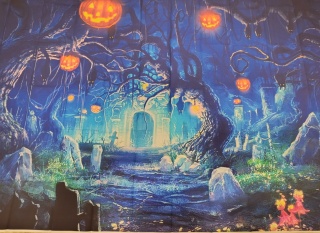 TŁO FOTOGRAFICZNE ŚCIANKA HALLOWEEN 210x150 cm UPIORNE