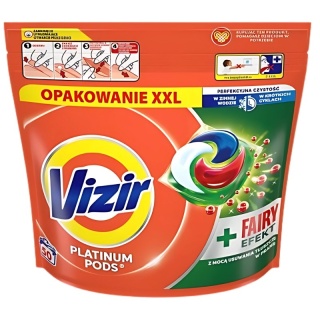 Vizir Platinum Pods + Fairy Effect Kapsułki do Prania Uniwersalne 50 Sztuk