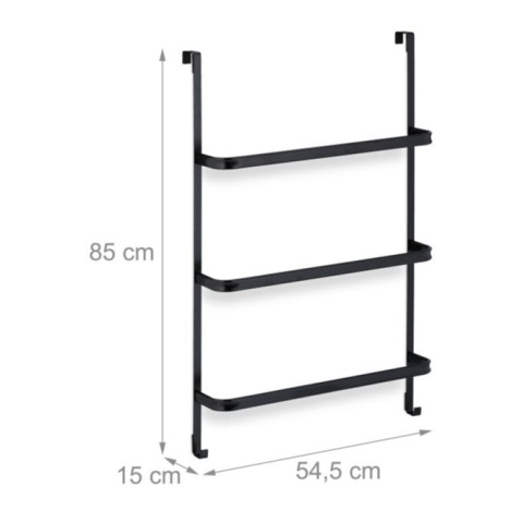 Wieszak bezinwazyjny Relaxdays czarny drzwi, grzejnik