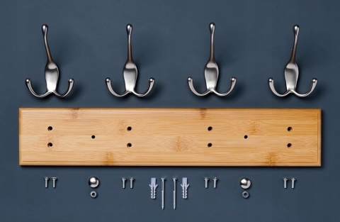 Wieszak wiszący LARHN 4 wieszaki bambus elegancki