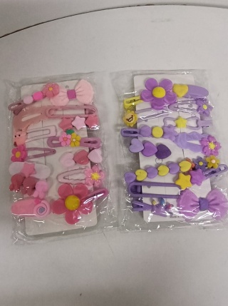 Wsuwki dziewczęce spinki do włosów kwiatowe kwiaty różowe fioletowe 28 szt