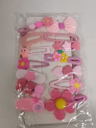 Wsuwki dziewczęce spinki do włosów kwiatowe kwiaty różowe fioletowe 28 szt