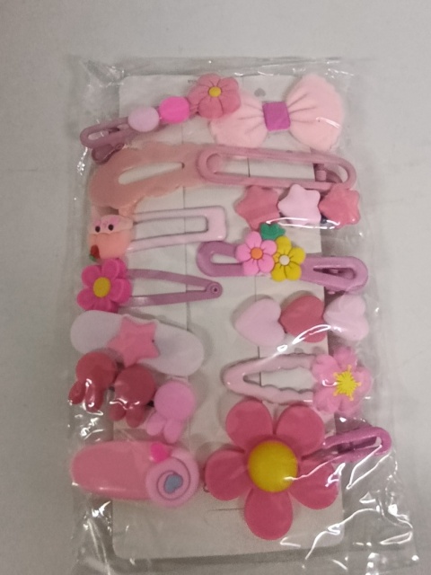 Wsuwki dziewczęce spinki do włosów kwiatowe kwiaty różowe fioletowe 28 szt