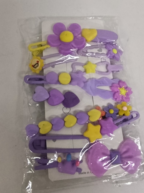 Wsuwki dziewczęce spinki do włosów kwiatowe kwiaty różowe fioletowe 28 szt