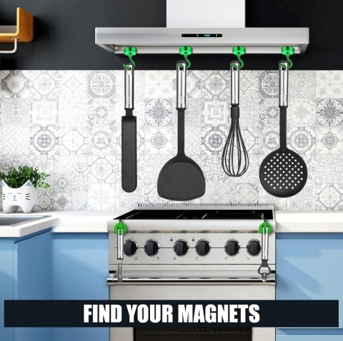 Zestaw 10 Super Mocnych Haczyków Magnetycznych 5 kg+ Magnesy Neodymowe