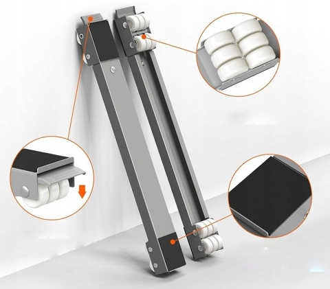 Zestaw 2 mobilnych wsporników transportowych regulowanych z kółkami