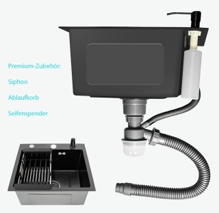 Zlewozmywak ze stali nierdzewnej Buyfun z kranem, 45 x 40 x 18 cm,