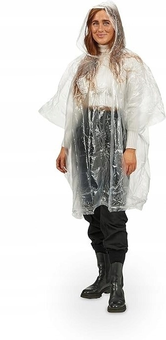 10 szt Relaxdays Ponczo, Peleryna przeciwdeszczowe jednorazowe r. uniwersalny