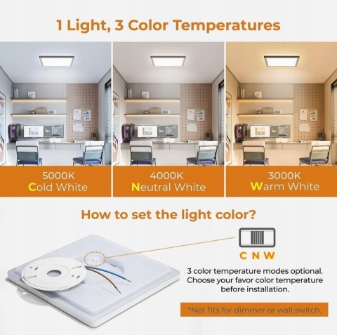 BLNAN Lampa Sufitowa plafon LED 24W 3000K/4000K/5000K 2400 lm