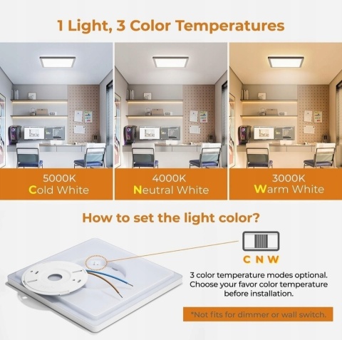 BLNAN Lampa Sufitowa plafon LED 24W 3000K/4000K/5000K 2400 lm