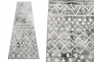 Chodnik do przedpokoju 214x60 cm – Nowoczesny wzór szaro-biały