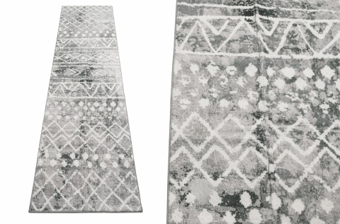Chodnik do przedpokoju 214x60 cm – Nowoczesny wzór szaro-biały