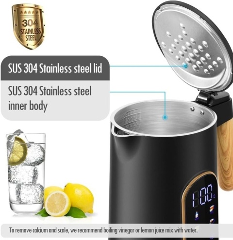 Czajnik elektryczny regulacja temperatury czarny 1,7 l ForMe 2200 W