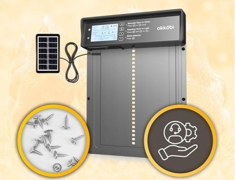 DRZWI DO KURNIKA OKKÖBI AUTOMATYCZNE SOLARNE TIMER + PILOT