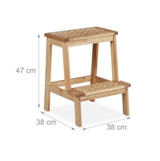 Drewniany stołek, 2 stopnie Orzech Włoski Relaxdays stopień dla dzieci