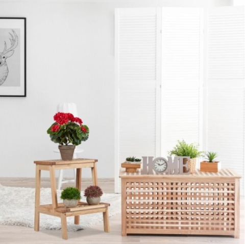 Drewniany stołek, 2 stopnie Orzech Włoski Relaxdays stopień dla dzieci