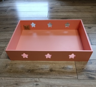 Drewniany wieszak dziecięcy z różową szufladą – biały Relaxdays brak drążka na wieszaki