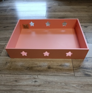 Drewniany wieszak dziecięcy z różową szufladą – biały Relaxdays