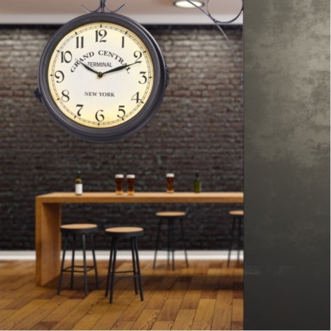 Dwustronny zegar dworcowy New York styl vintage