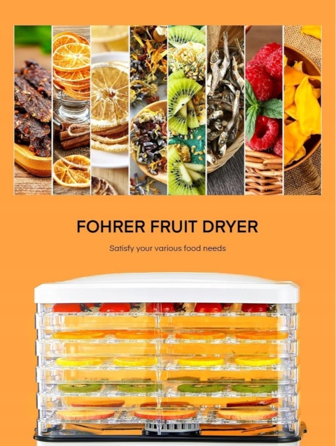 FOHERE Suszarka do żywności owoców Grzybów 5 poziomów 40°C - 75°C