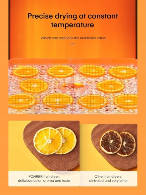 FOHERE Suszarka do żywności owoców Grzybów 5 poziomów 40°C - 75°C