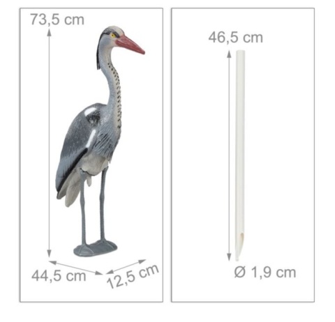 Figurka ogrodowa czapla realistyczna wys 73,5 cm Relaxdays