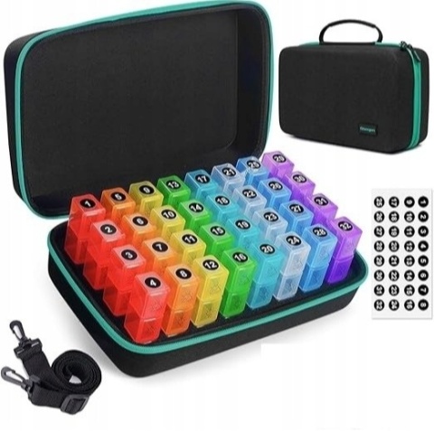 Glamgen Miesięczny organizer na tabletki leki 4 razy dziennie etui