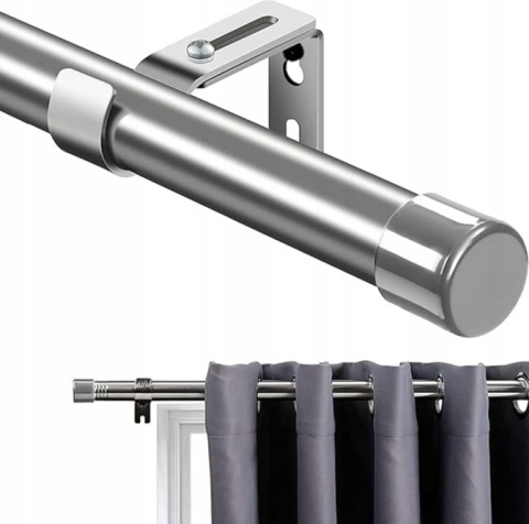 KARNISZ TELESKOPOWY REGULOWANY 72-326cm 20mm SREBRNY