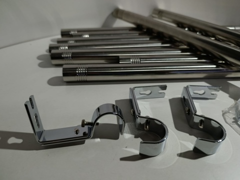 KARNISZ TELESKOPOWY REGULOWANY 72-326cm 20mm SREBRNY