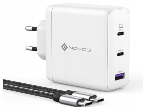 Ładowarka USB C 120 W NOVOO GaN – ładowarka 3-portowa USB C