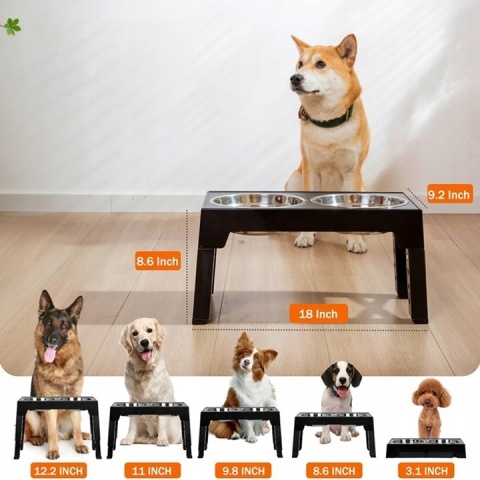 MISKI DLA PSA NA STOJAKU REGULOWANYM DLA MAŁYCH, ŚREDNICH I DUŻYCH PSÓW