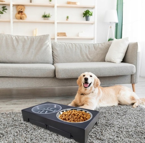 MISKI DLA PSA NA STOJAKU REGULOWANYM DLA MAŁYCH, ŚREDNICH I DUŻYCH PSÓW