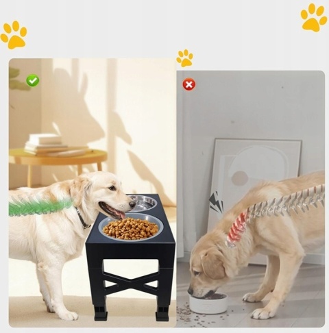 MISKI DLA PSA NA STOJAKU REGULOWANYM DLA MAŁYCH, ŚREDNICH I DUŻYCH PSÓW