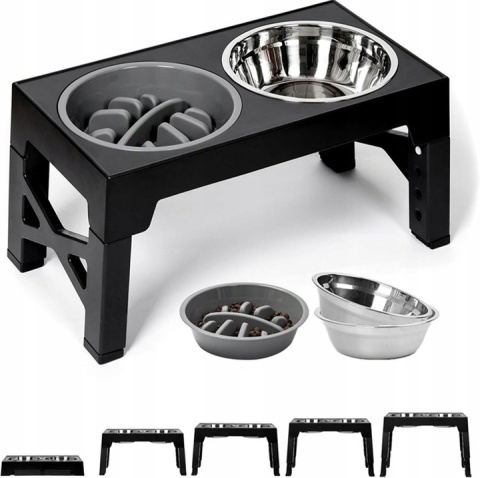 MISKI DLA PSA NA STOJAKU REGULOWANYM DLA MAŁYCH, ŚREDNICH I DUŻYCH PSÓW