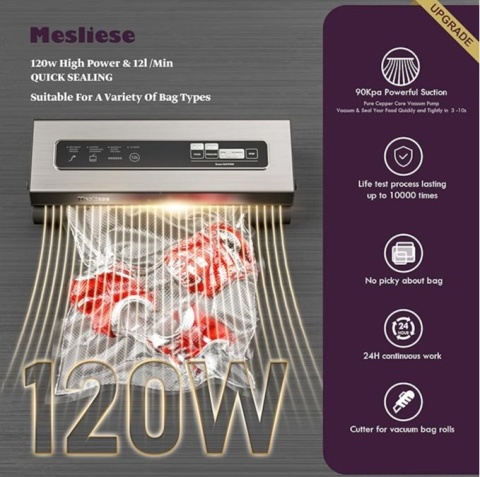 Mesliese ZGRZEWARKA PRÓŻNIOWA PAKOWARKA ŻYWNOŚCI AUTOMATYCZNA 120W VS6601S