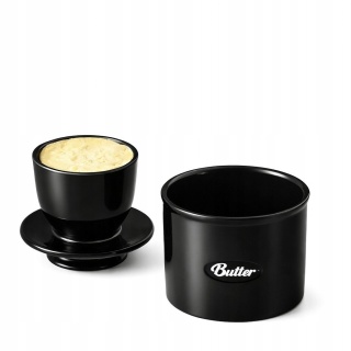 Okrągła ceramiczna maselniczka, maselnica francuska czarna , chłodzona wodą