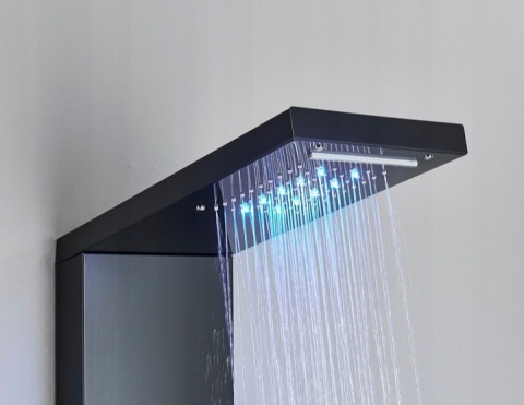 Panel prysznicowy LED prysznic wodospad hydromasaż Czarny Chrom