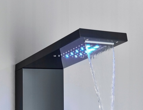 Panel prysznicowy LED prysznic wodospad hydromasaż Czarny Chrom