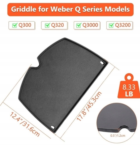 Płyta żeliwna do grilla 45,3x31,6 cm, ruszt