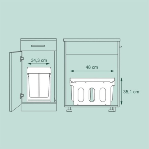 Pojemniki do segregacji Relaxdays 30 l 2 -komorowy, kosz na śmieci