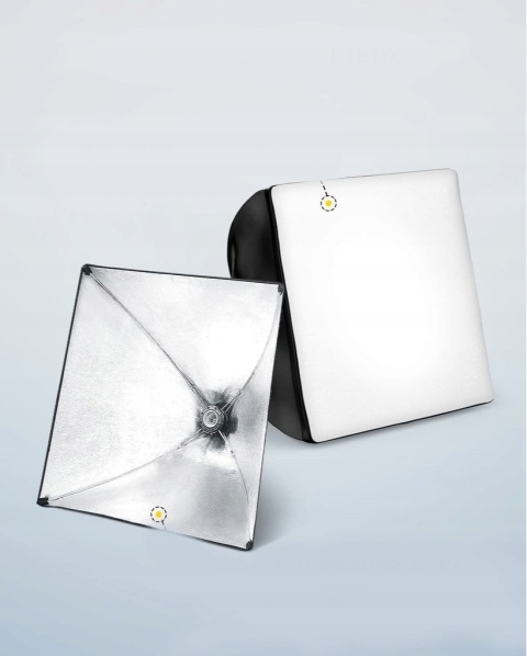 RALENO 2X Softbox 50W LED 50x50 cm + statywy + torba – zestaw studyjny, lampa studyjna