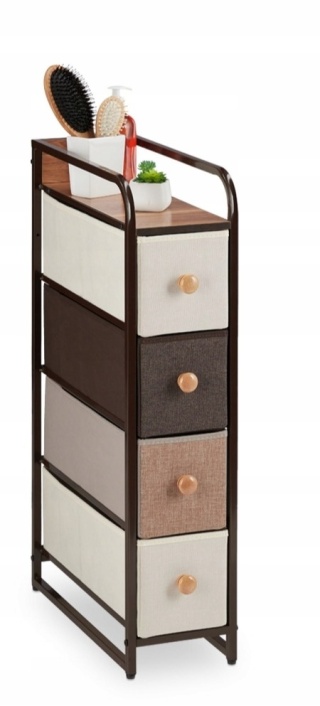 REGAŁ KOMODA Z TEKSTYLNYMI SZUFLADAMI PRZENOŚNY 84,5 x 20 x 49,5 cm Relaxdays