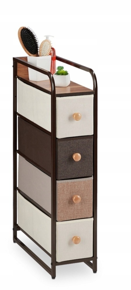 REGAŁ KOMODA Z TEKSTYLNYMI SZUFLADAMI PRZENOŚNY 84,5 x 20 x 49,5 cm Relaxdays