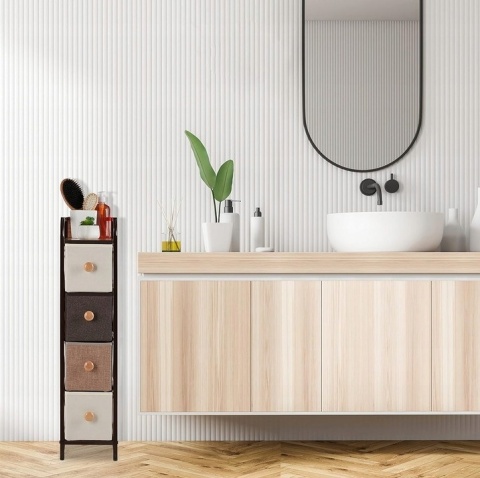 REGAŁ KOMODA Z TEKSTYLNYMI SZUFLADAMI PRZENOŚNY 84,5 x 20 x 49,5 cm Relaxdays