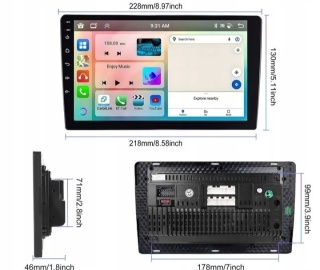 Radio samochodowe 9'' A3533 CARPLAY ANDROID AUTO 2-DIN Uniwersalne