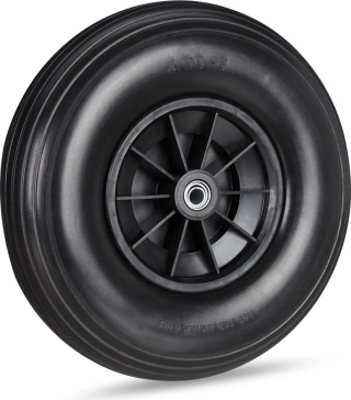 Relaxdays Koło do taczki 4.00-6 pełne, gumowe, czarne, 100kg + adaptery