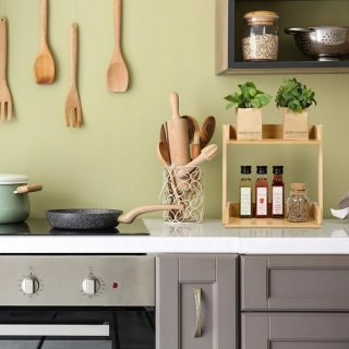 Relaxdays Regał półka na przyprawy 2 poziomy bambus